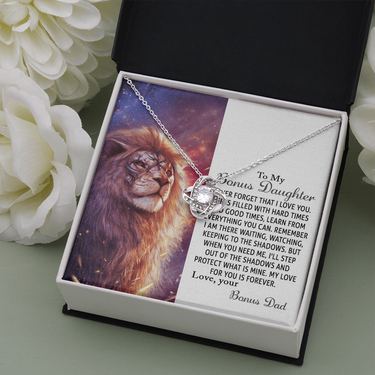 to my bonus daughter, step daughter gifts love knot necklace